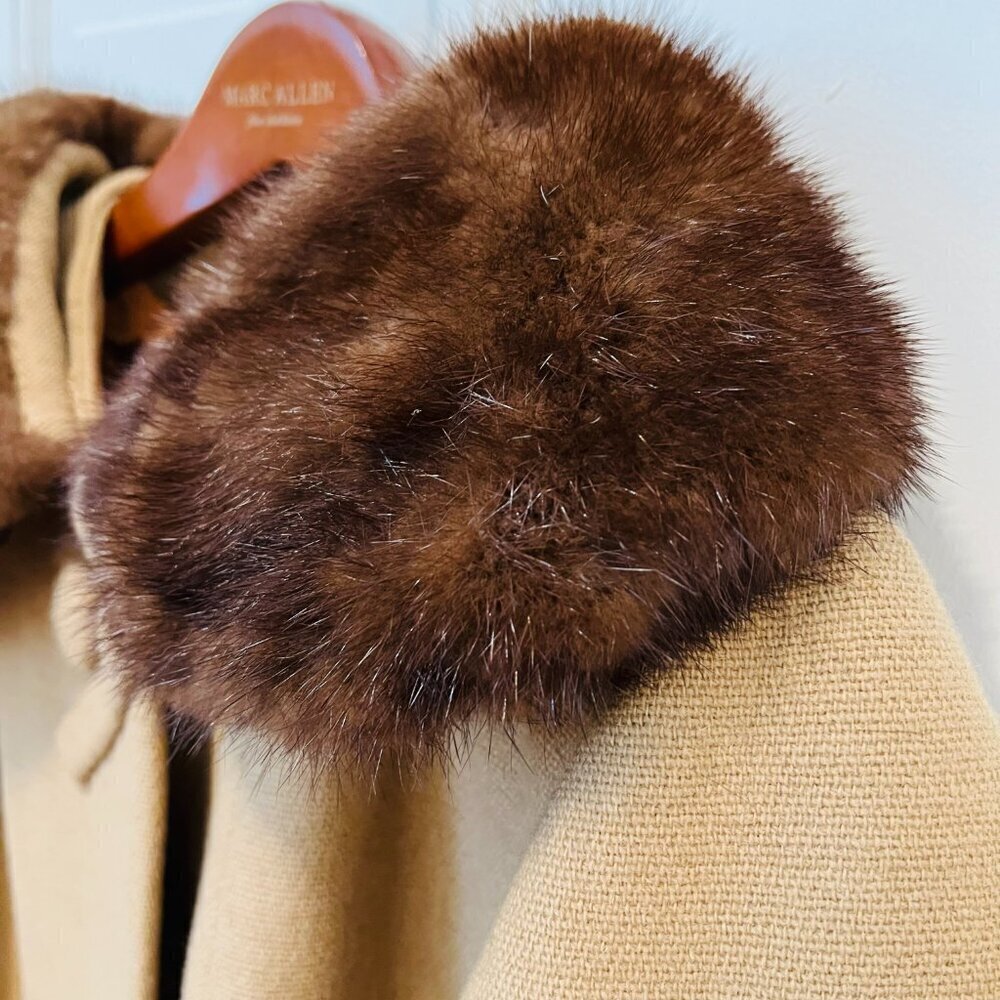 Vintage Wool Coat with Mink Collar Union USA Made- Size Medium - Picture 11 of 16
